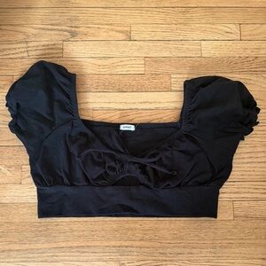 Garage Black Puff Sleeve Crop Top